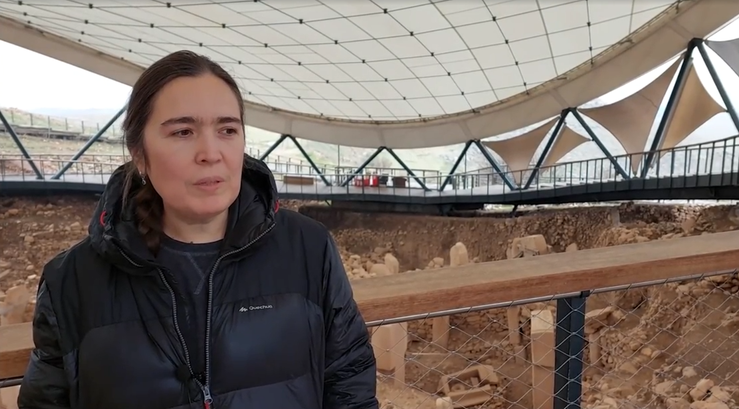 Slatana Meniailova gives an interview inside the ancient temple complex of Göbekli Tepe for the video seminar series "Göbekli Tepe"